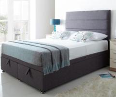 New Double Divan bed base + diamond ???? Button Headboard with semi classic mattress