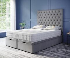 New Double Divan bed base + diamond ???? Button Headboard with semi classic mattress - 2